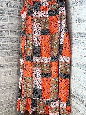 DAVI & DANI Orange Patchwork Floral Maxi Dress